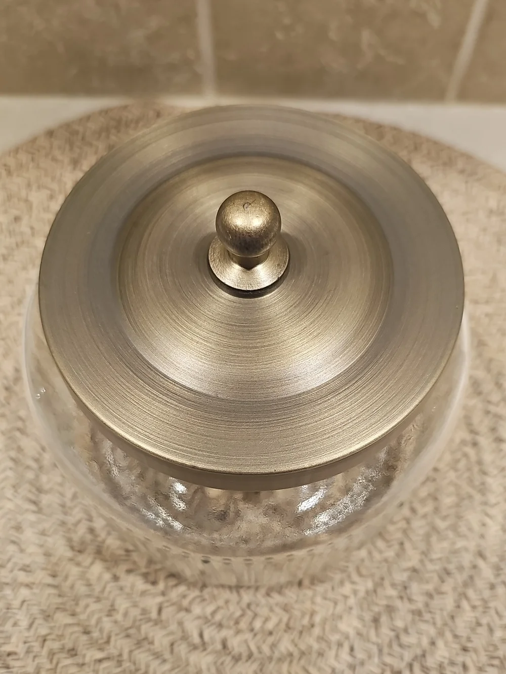 Threshold Small Glass Bath Canister With Brass Lid